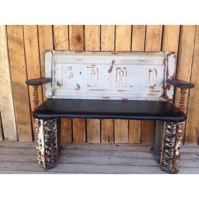 Rustic Industrial Bench With Vintage Ford Tailgate | Chairish